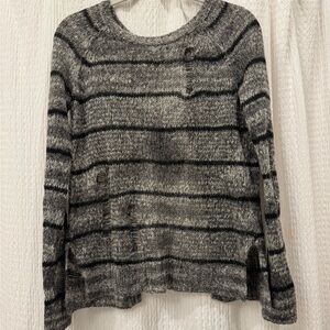 Pam & Gela Open Bow Back Lightweight Distressed Sweater - Size P (petite)